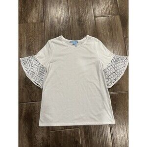 Draper James Size Small Short Sleeve White Top With Lace Bell Sleeves Capsule